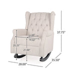 Fauteuil à bascule à oreilles, 1 place, en tissu beige/gris et marron foncé