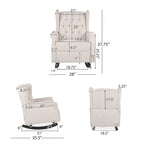 Fauteuil à bascule à oreilles, 1 place, en tissu beige/gris et marron foncé