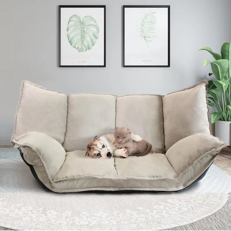 Fauteuil de sol réglable gris/beige – Une place