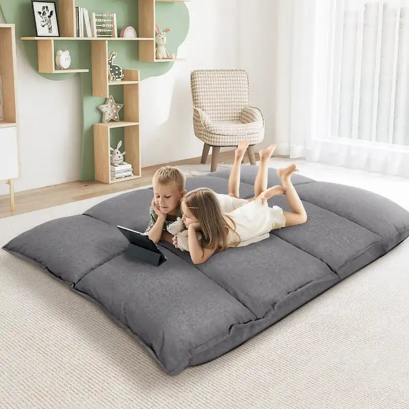 Fauteuil de sol réglable gris/beige – Une place