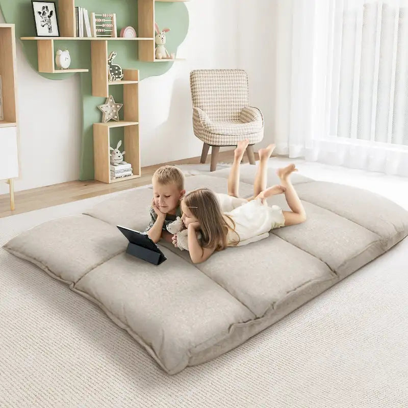 Fauteuil de sol réglable gris/beige – Une place