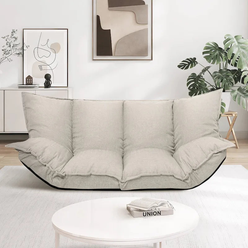 Fauteuil de sol réglable gris/beige – Une place