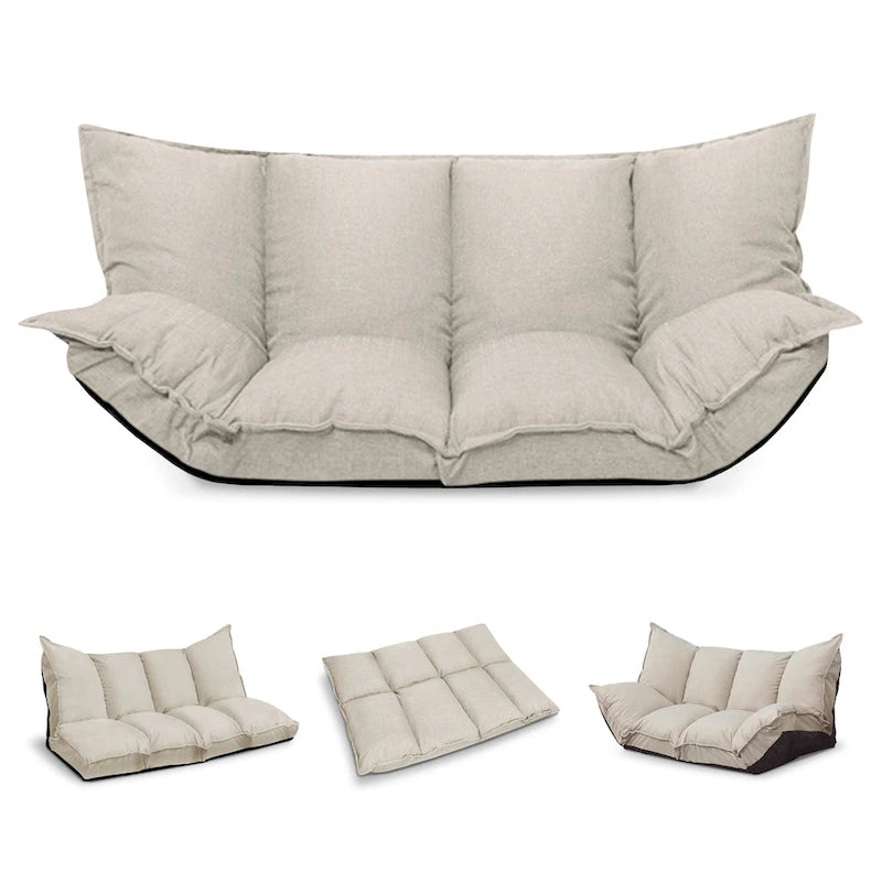 Fauteuil de sol réglable gris/beige – Une place