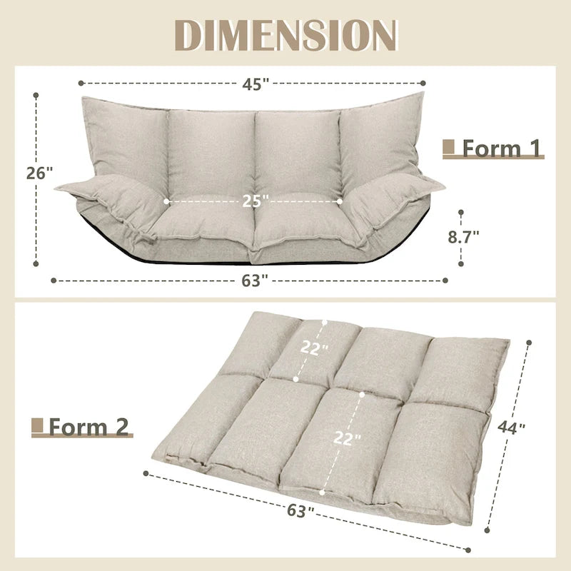 Fauteuil de sol réglable gris/beige – Une place