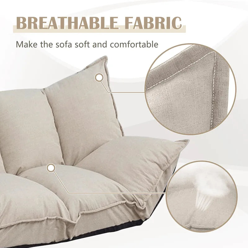 Fauteuil de sol réglable gris/beige – Une place