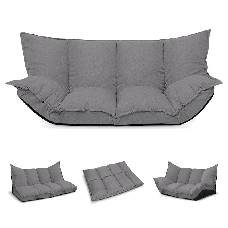 Fauteuil de sol réglable gris/beige – Une place