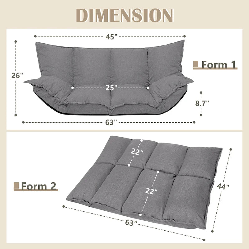Fauteuil de sol réglable gris/beige – Une place