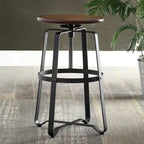 Tabouret de comptoir réglable Châtaigne avec base en métal noir, 1 place