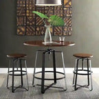 Tabouret de comptoir réglable Châtaigne avec base en métal noir, 1 place
