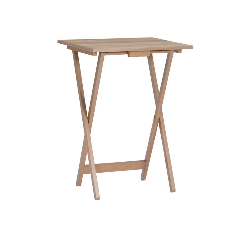 Ensemble de 4 tables pliantes en bois flotté, plateau en bois/acrylique