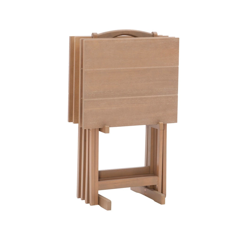Ensemble de 4 tables pliantes en bois flotté, plateau en bois/acrylique