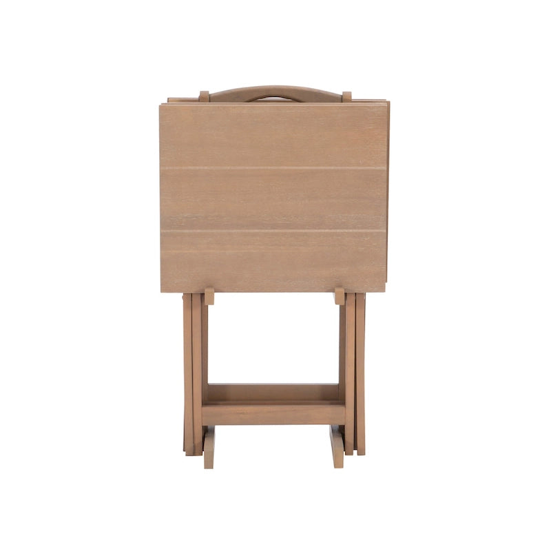 Ensemble de 4 tables pliantes en bois flotté, plateau en bois/acrylique