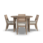 Ensemble table à manger ronde marron et 4 chaises dossier cannage, style milieu de siècle