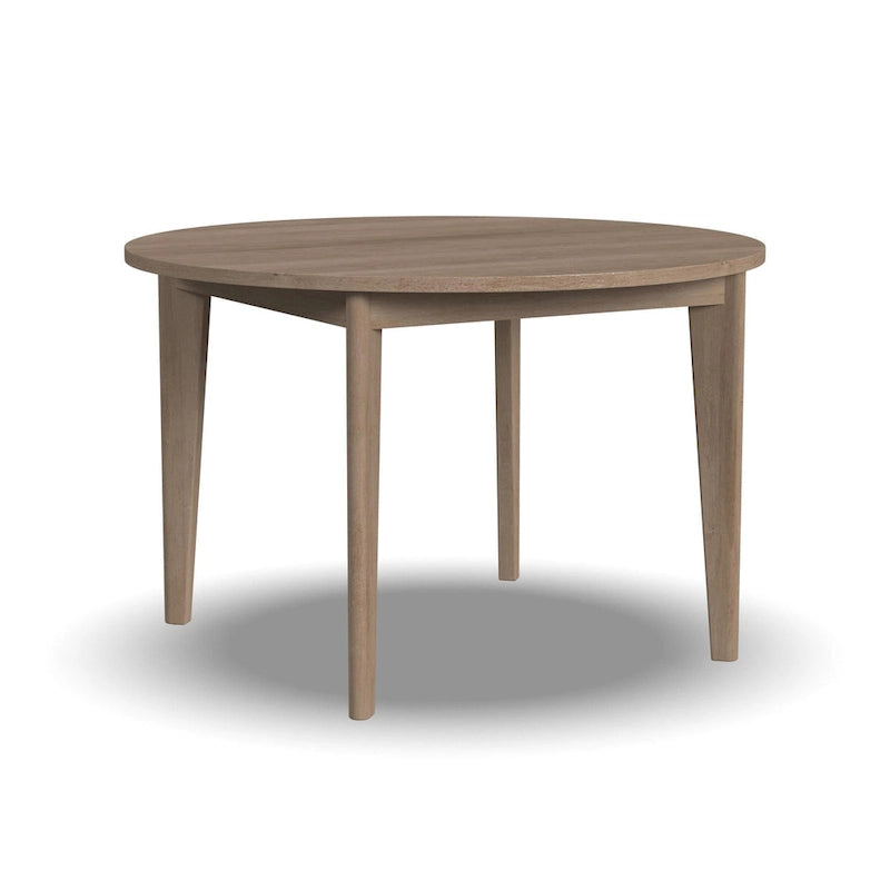 Ensemble table à manger ronde marron et 4 chaises dossier cannage, style milieu de siècle