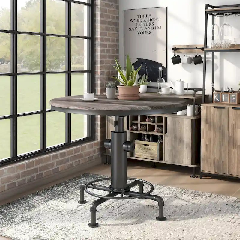 Table ronde de hauteur comptoir antique noire, 4 places assises