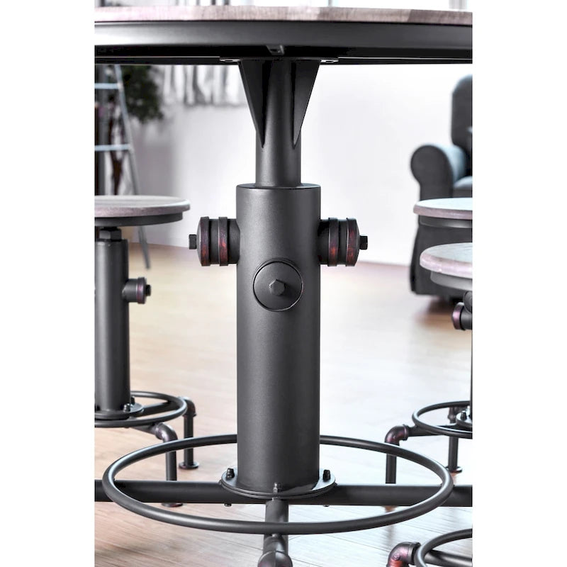 Table ronde de hauteur comptoir antique noire, 4 places assises