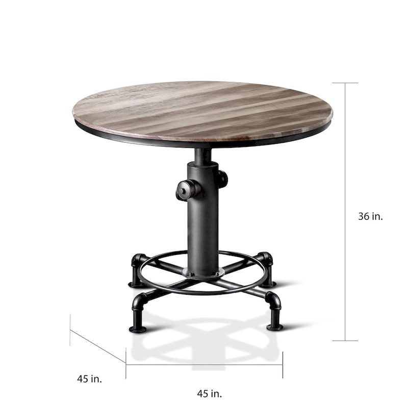 Table ronde de hauteur comptoir antique noire, 4 places assises
