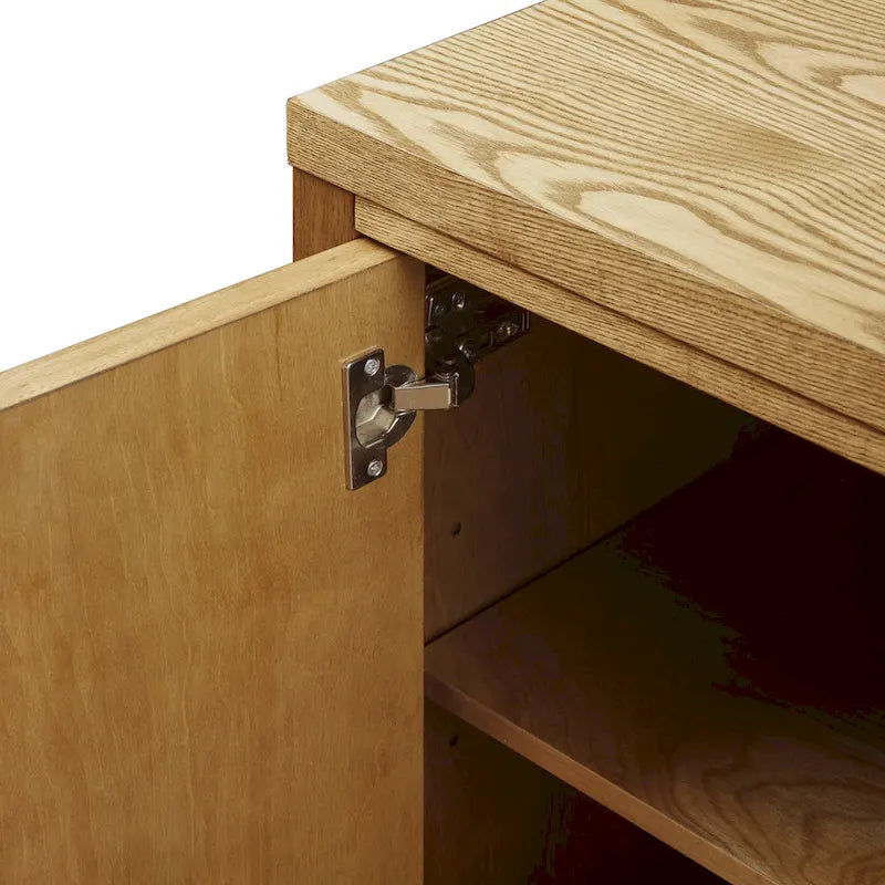 Meuble de rangement géométrique naturel à 2 portes, étagères réglables, montage par 1 personne