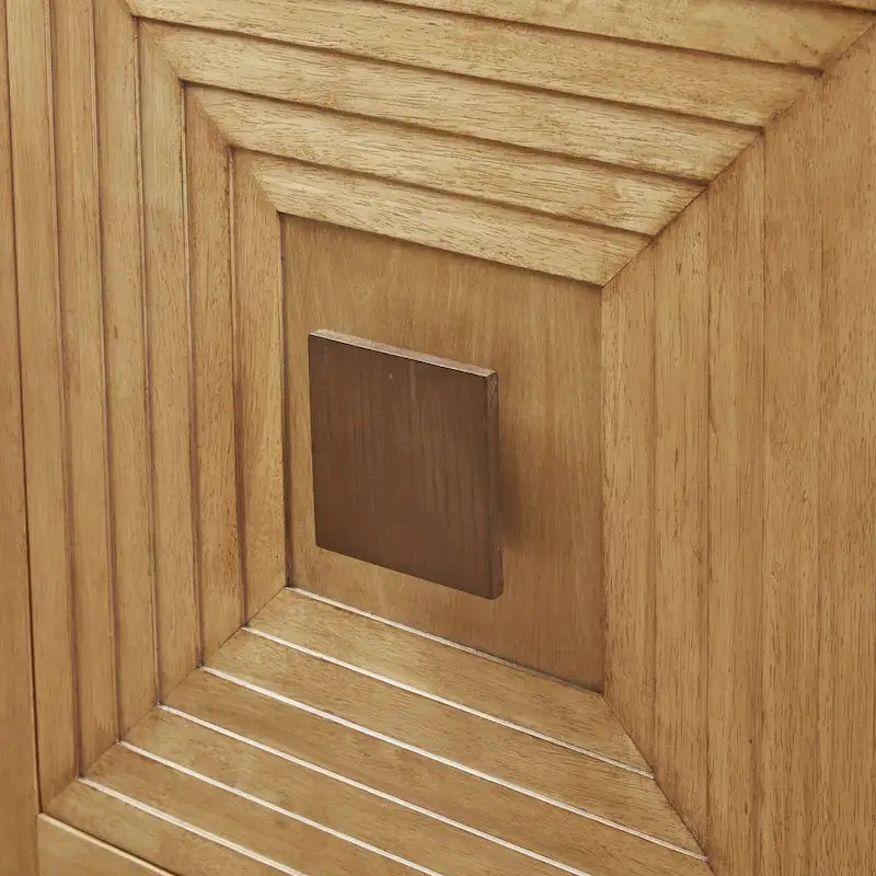 Meuble de rangement géométrique naturel à 2 portes, étagères réglables, montage par 1 personne