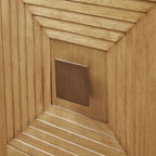 Meuble de rangement géométrique naturel à 2 portes, étagères réglables, montage par 1 personne