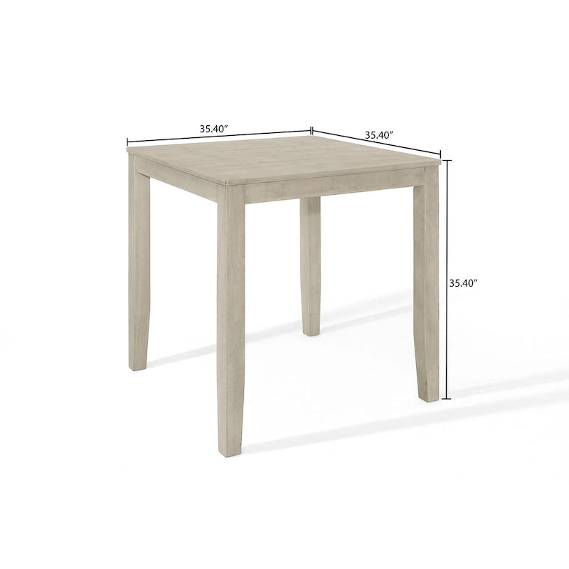 Table de salle à manger carrée hauteur comptoir, 4 places, gris antique
