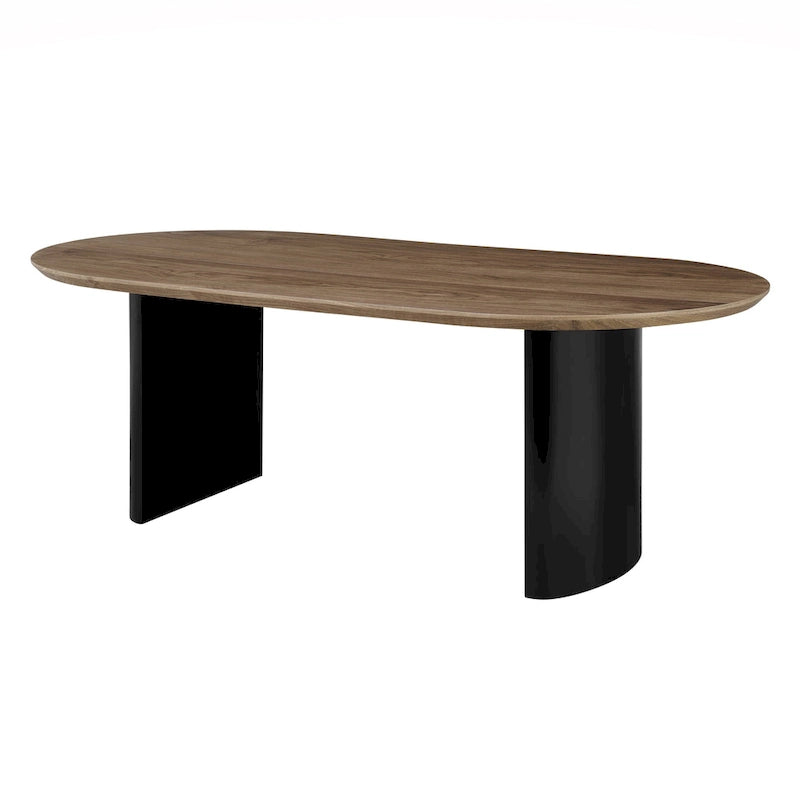 Table à manger ovale en noyer et noir, 6 à 8 places
