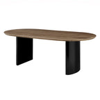 Table à manger ovale en noyer et noir, 6 à 8 places