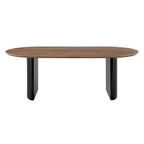 Table à manger ovale en noyer et noir, 6 à 8 places