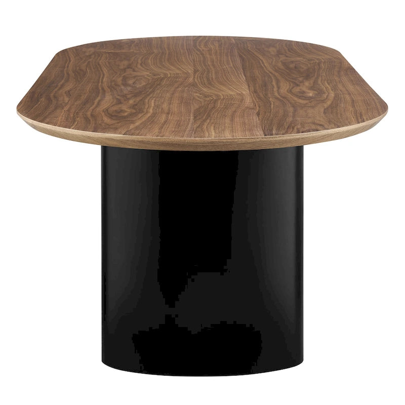 Table à manger ovale en noyer et noir, 6 à 8 places