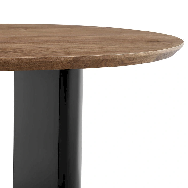 Table à manger ovale en noyer et noir, 6 à 8 places