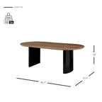 Table à manger ovale en noyer et noir, 6 à 8 places