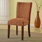 Chaise de salle à manger Parson damassée rouge et or, 1 place