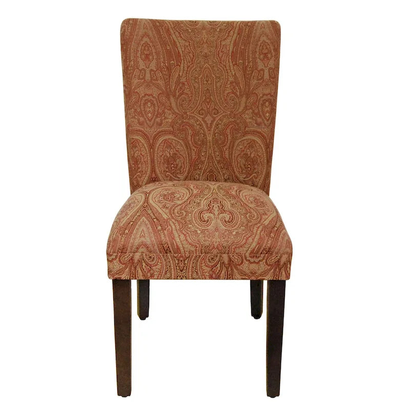Chaise de salle à manger Parson damassée rouge et or, 1 place