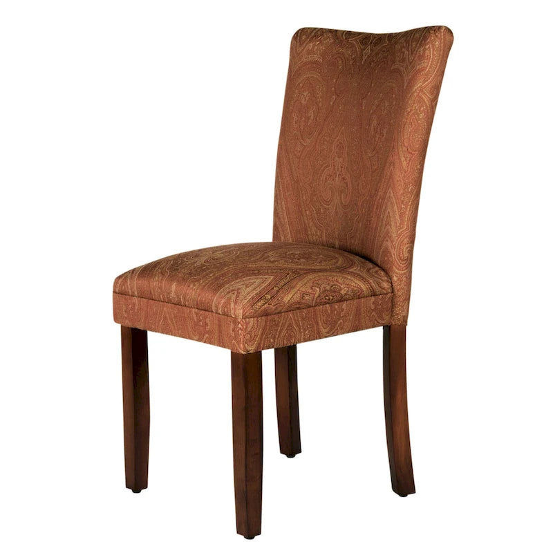 Chaise de salle à manger Parson damassée rouge et or, 1 place
