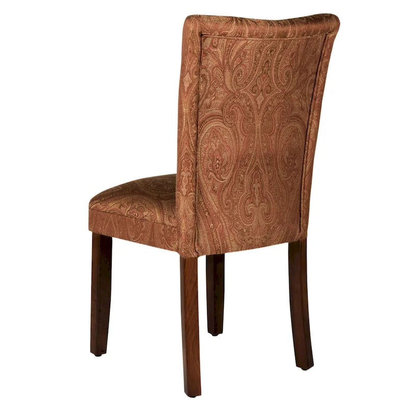 Chaise de salle à manger Parson damassée rouge et or, 1 place