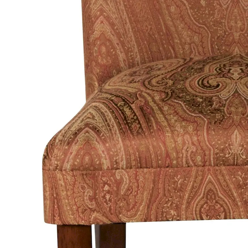 Chaise de salle à manger Parson damassée rouge et or, 1 place