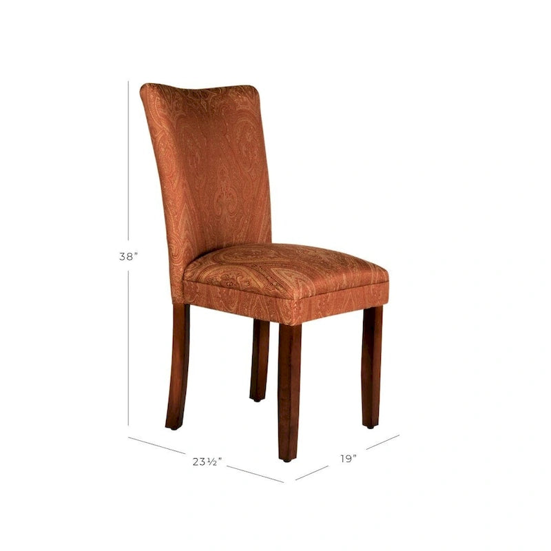 Chaise de salle à manger Parson damassée rouge et or, 1 place