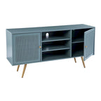 Meuble TV en rotin menthe/doré pour téléviseurs jusqu'à 56" – Console média à 2 placards