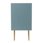 Meuble TV en rotin menthe/doré pour téléviseurs jusqu'à 56" – Console média à 2 placards