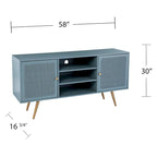 Meuble TV en rotin menthe/doré pour téléviseurs jusqu'à 56" – Console média à 2 placards