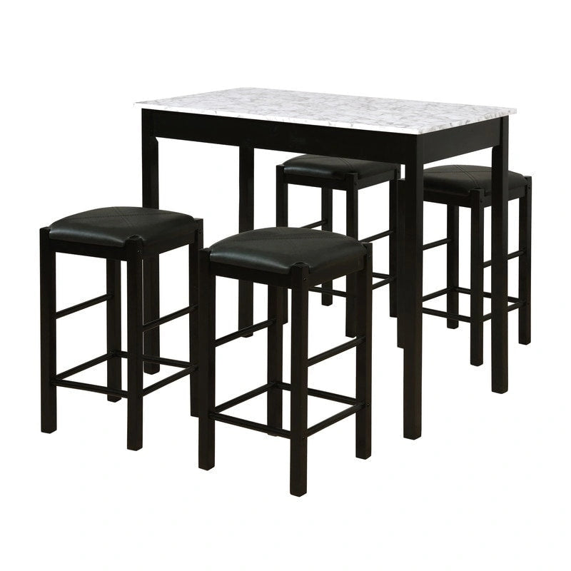Ensemble de salle à manger hauteur comptoir, 4 places, blanc/expresso/noir