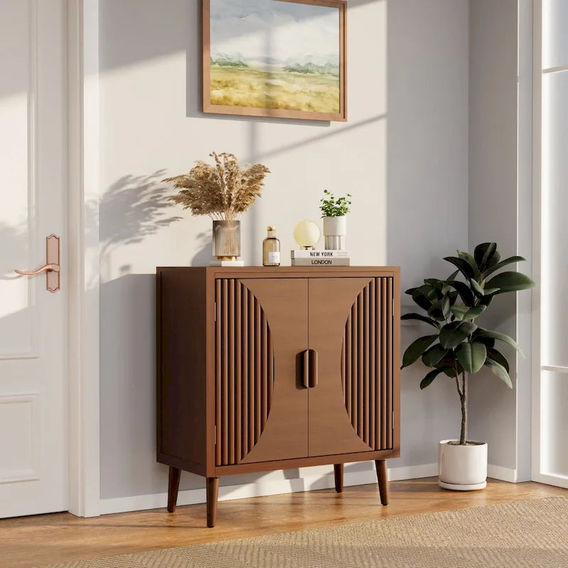 Bahut en bois brun – Semi-circulaire / Rayé