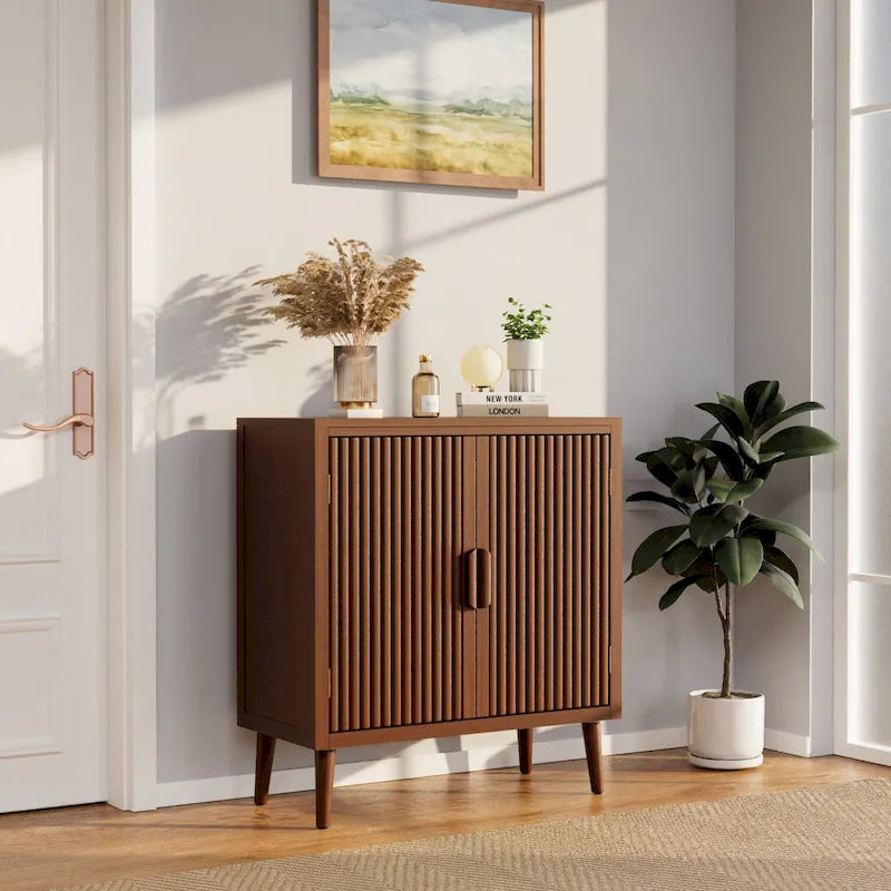 Bahut en bois brun – Semi-circulaire / Rayé
