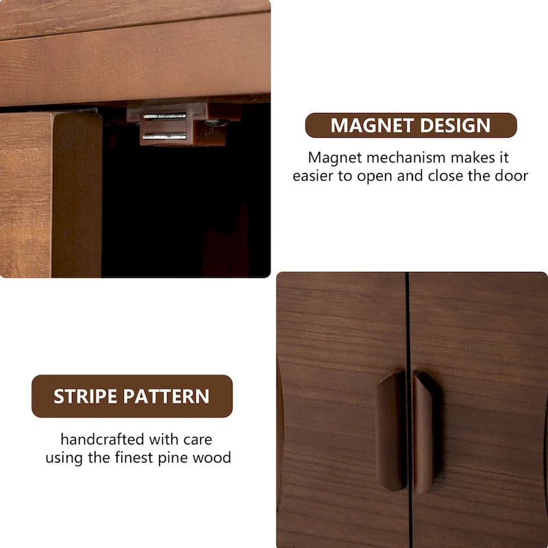 Bahut en bois brun – Semi-circulaire / Rayé