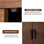 Bahut en bois brun – Semi-circulaire / Rayé