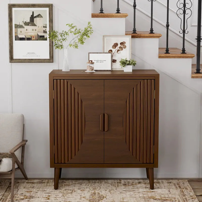 Bahut en bois brun – Semi-circulaire / Rayé