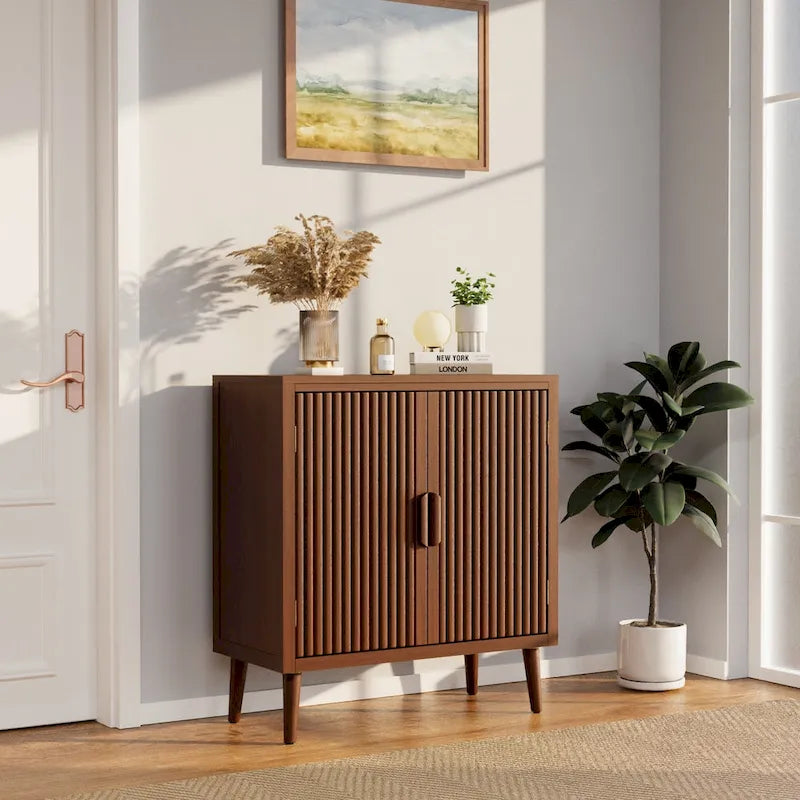 Bahut en bois brun – Semi-circulaire / Rayé