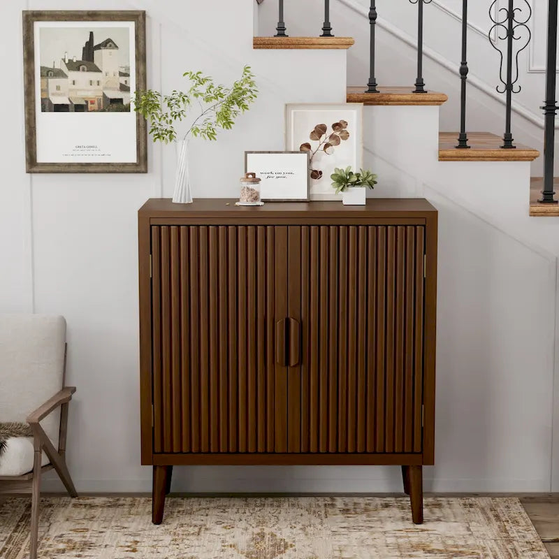 Bahut en bois brun – Semi-circulaire / Rayé