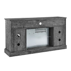 Meuble TV avec cheminée électrique 60", marron/gris/blanc, convient aux téléviseurs jusqu'à 70"