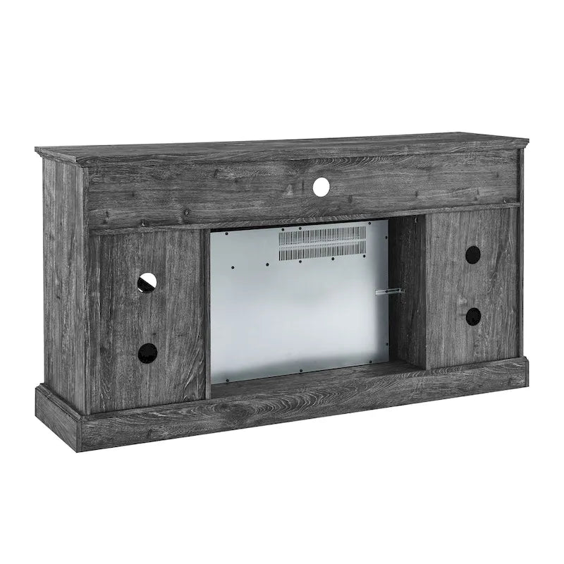 Meuble TV avec cheminée électrique 60", marron/gris/blanc, convient aux téléviseurs jusqu'à 70"